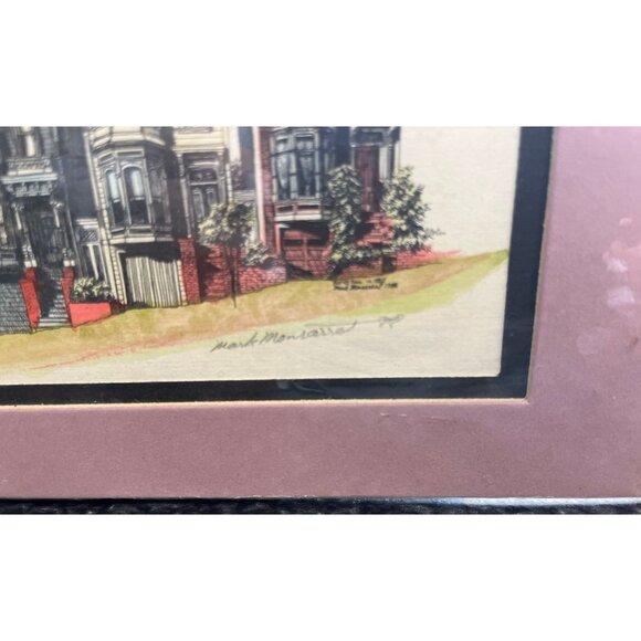 Vtg Mark Monsarrat San Francisco Houses Framed Signed Colored Lithograph Art Pri - Picture 4 of 7